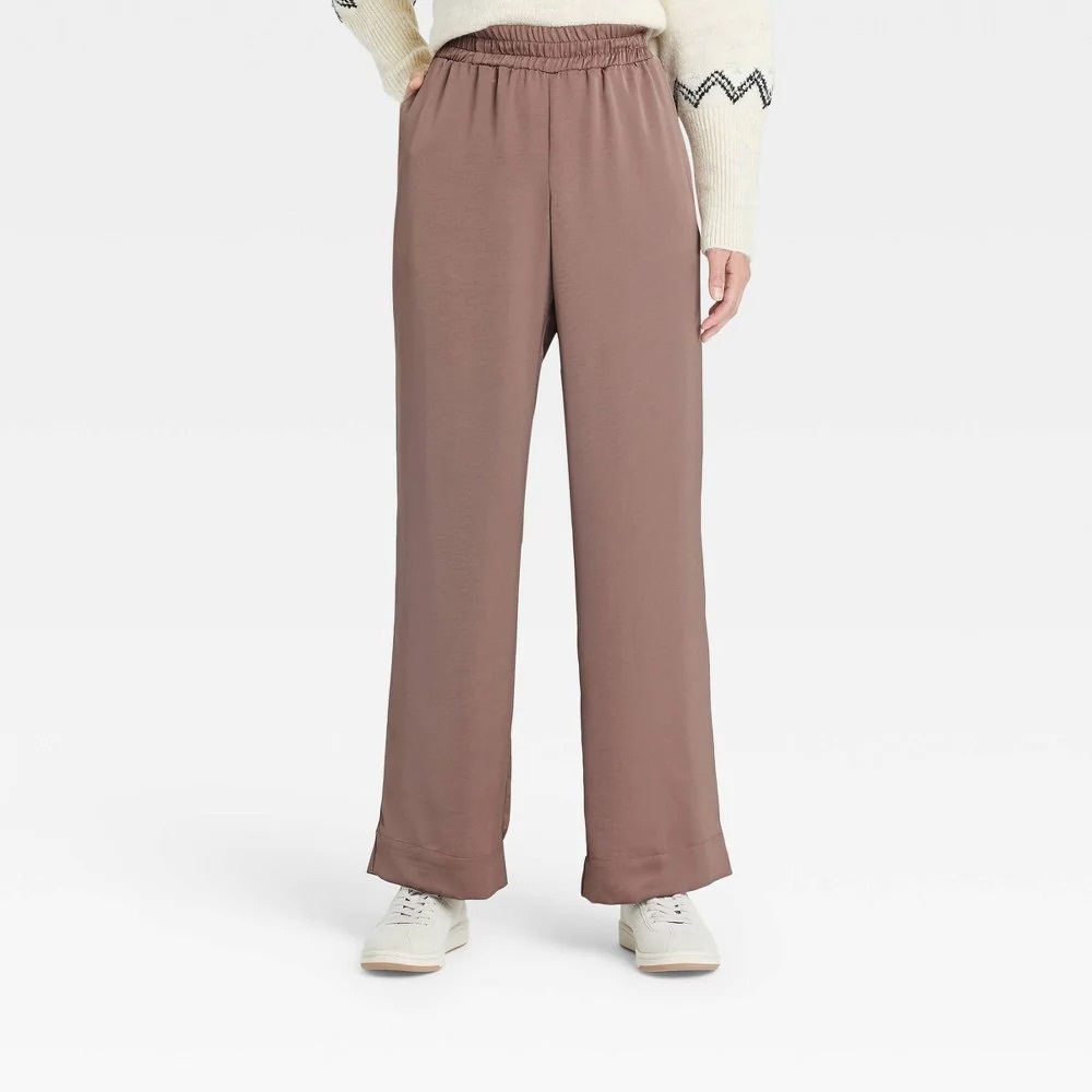 a new day High-Rise Wide Leg Satin Pull-On Pants